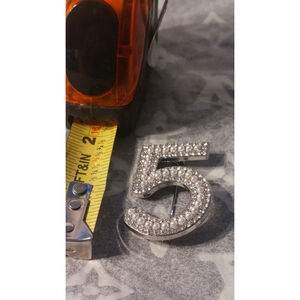 Women's Unbranded Silver & White Pearl Number 5 Brooch, One Size